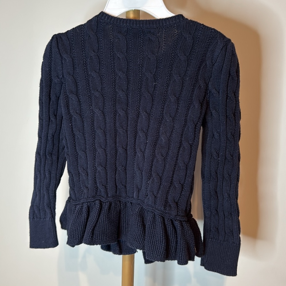 Ralph Lauren POLO Girls Sweater Size 4/4T Combed Cotton Peplum Cardigan - Picture 4 of 6